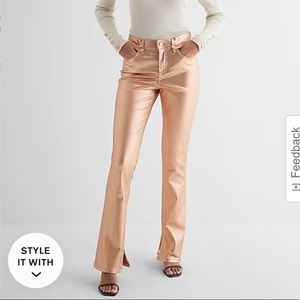 Express Rose Gold Metallic Coated Pants
